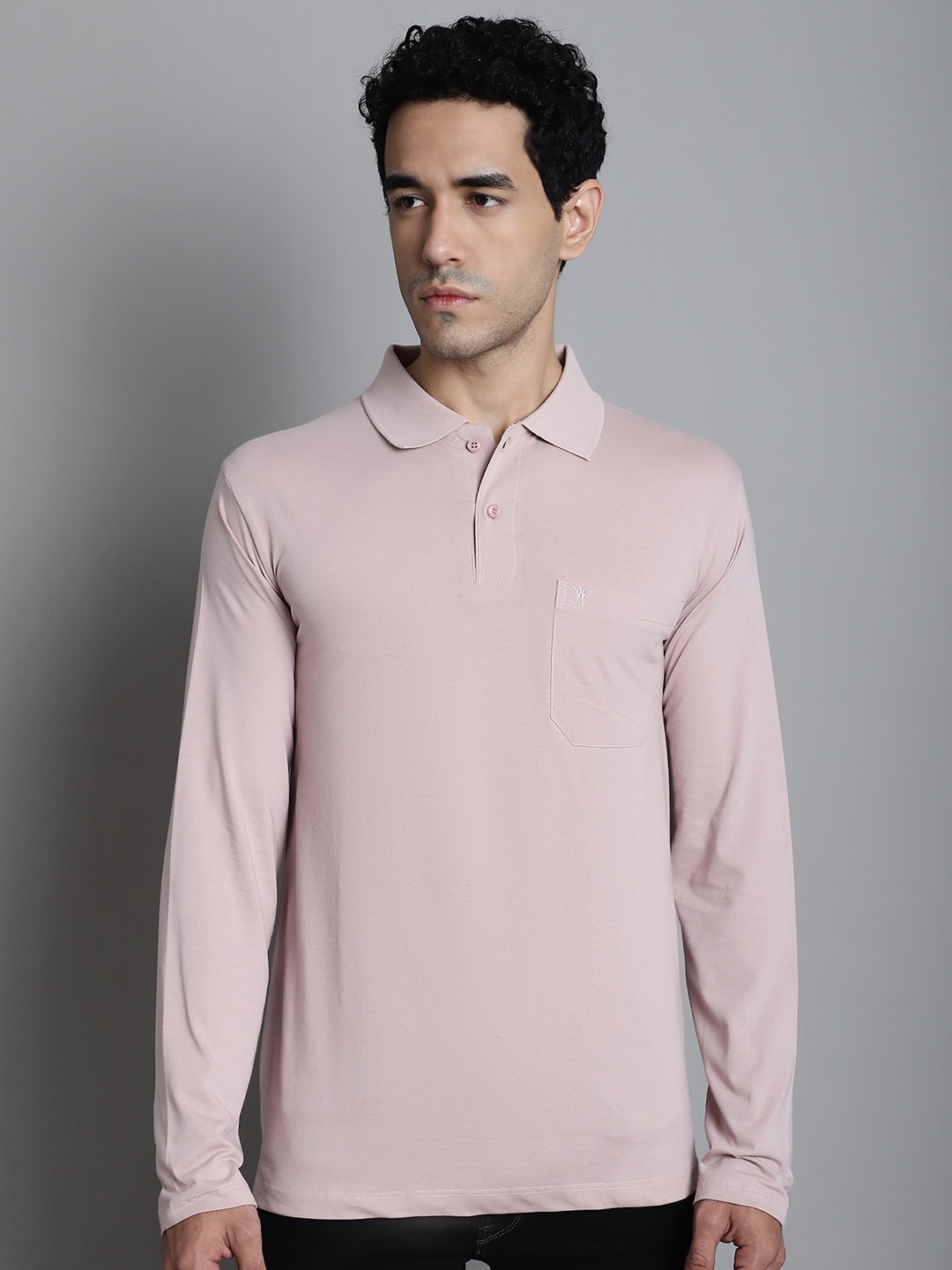 

VENITIAN Polo Collar Pockets Casual T-shirt, Pink