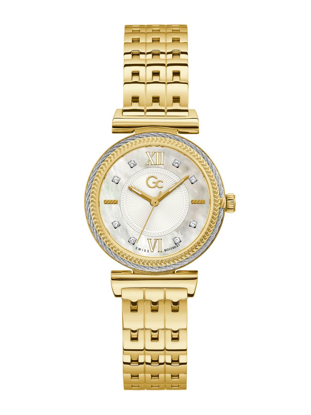 

GC Women Water Resistance Round Dial Stainless Steel Bracelet Style Straps Analogue Watch, Gold