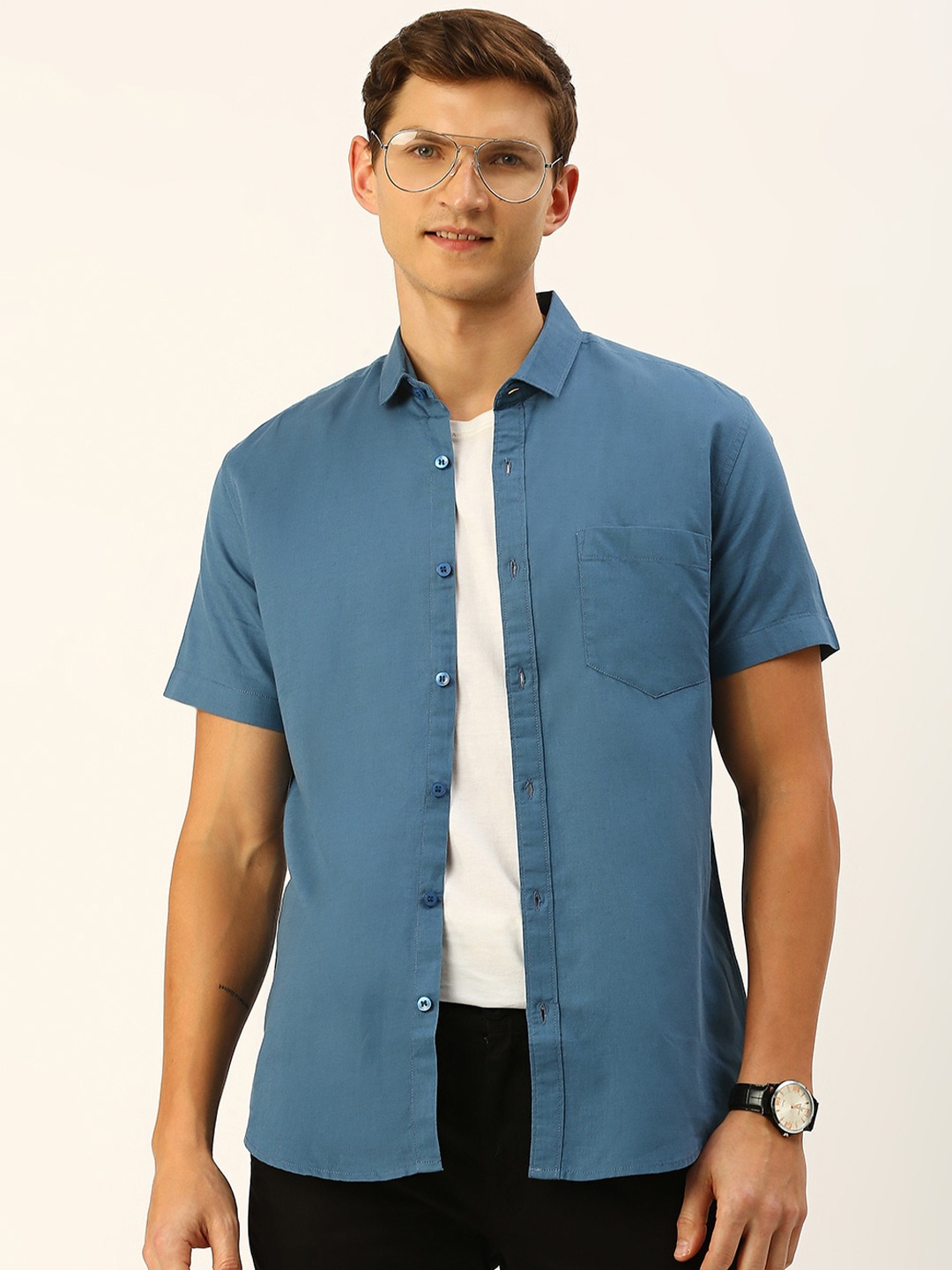 

Mast & Harbour Classic Slim Fit Spread Collar Casual Shirt, Teal