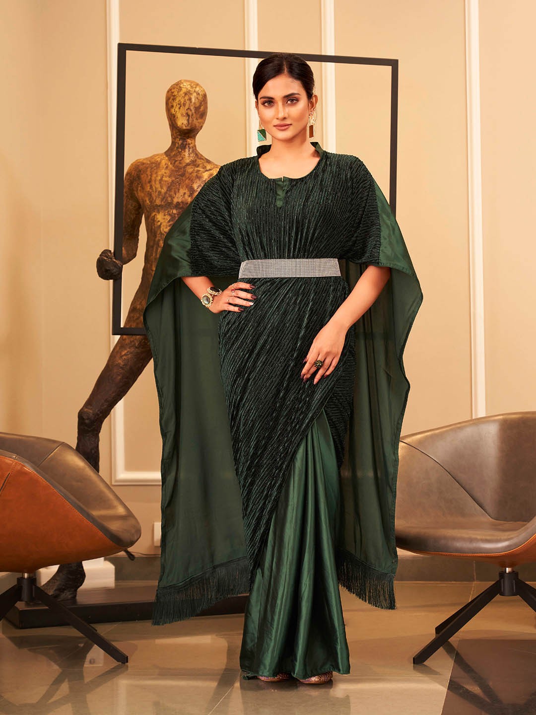 

Tikhi Imli Satin Saree, Green