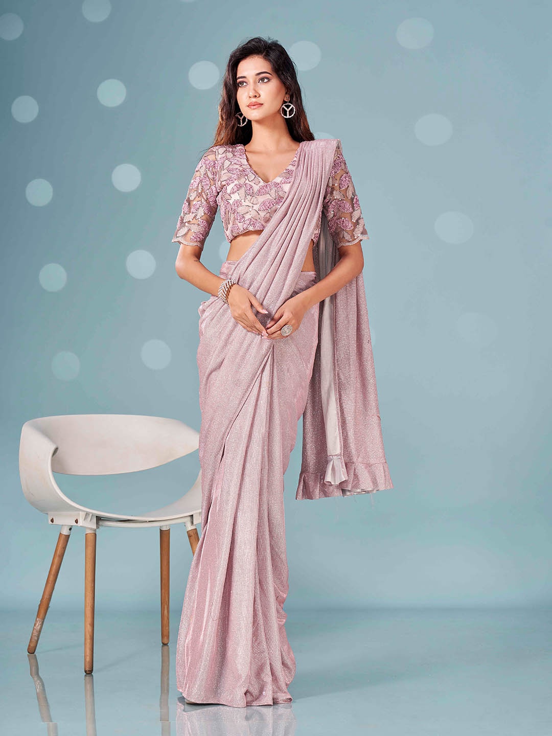 

Tikhi Imli Shimmer Ready to Wear Saree, Pink