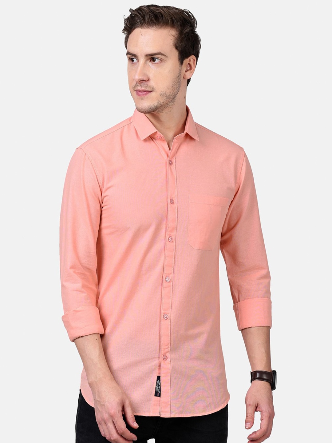 

PAUL STREET Standard Slim Fit Spread Collar Long Sleeves Casual Shirt, Pink