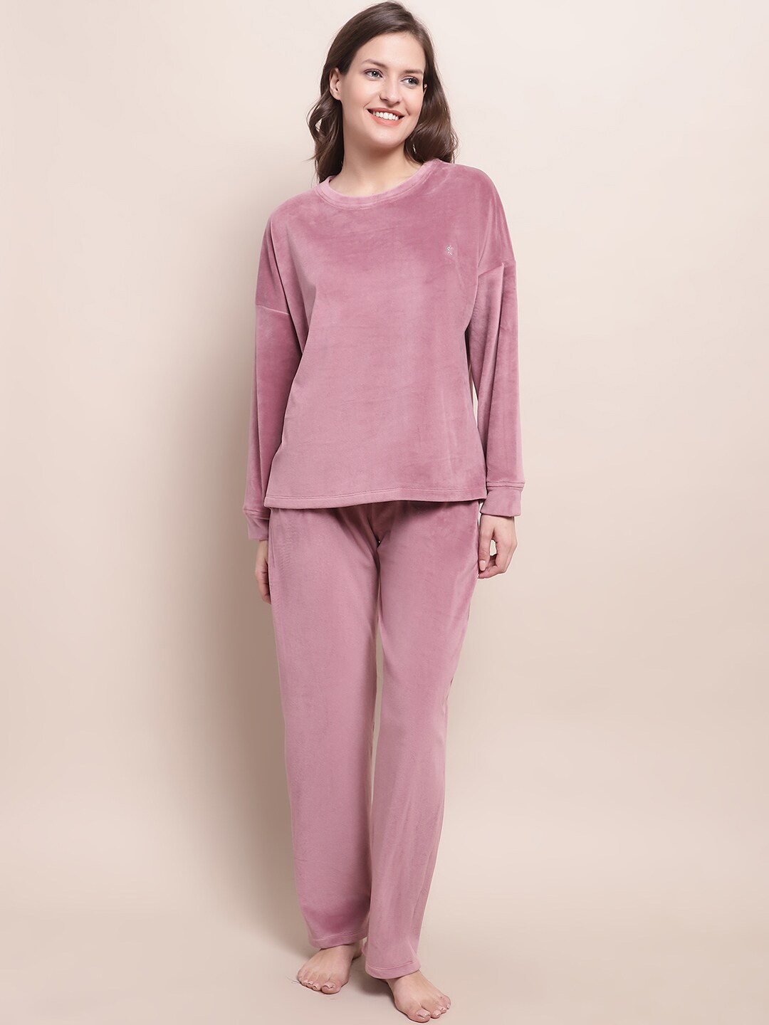 

Kanvin Round Neck Night suit, Pink