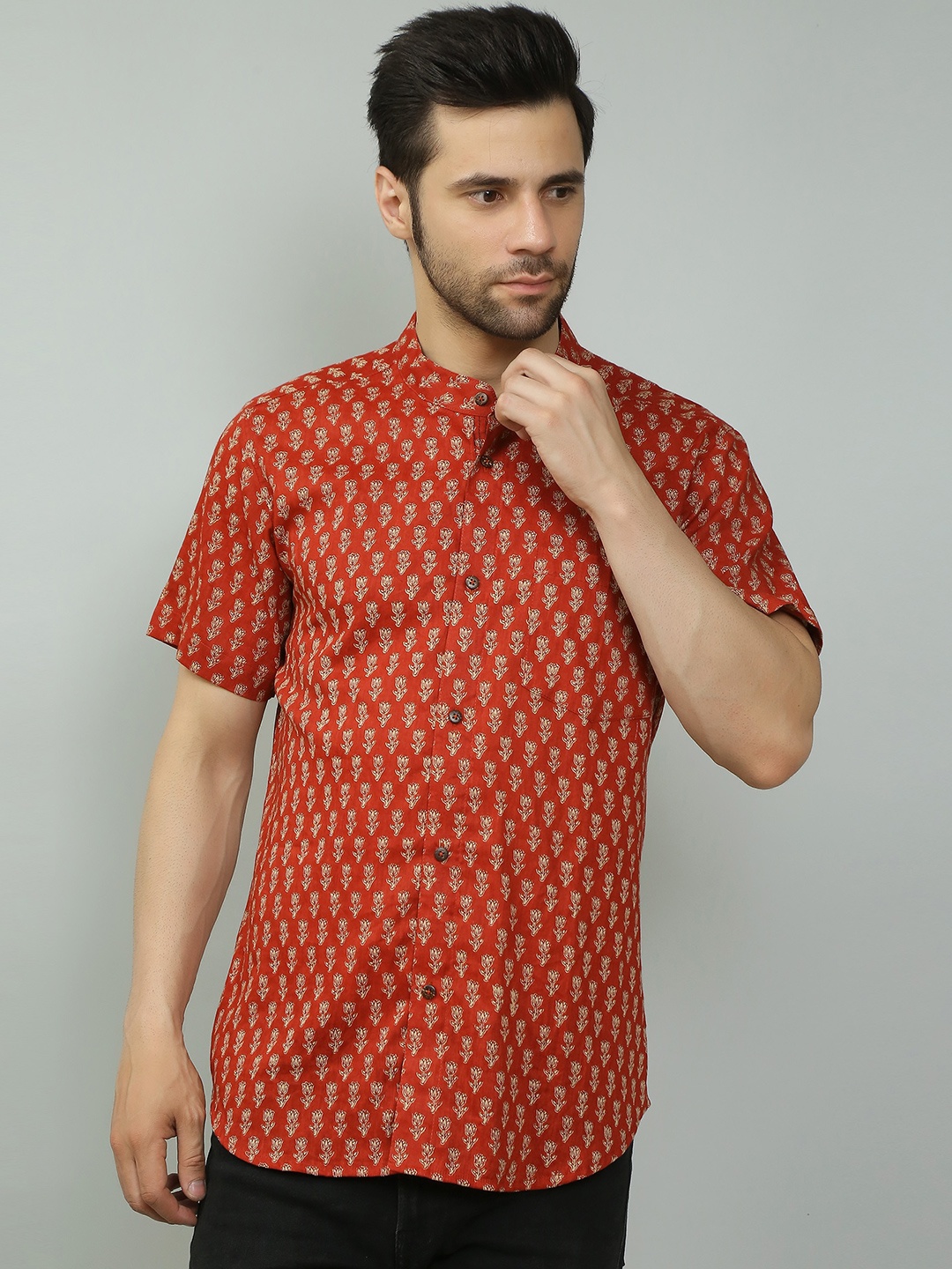 

Spring Soul Comfort Fit Floral Printed Casual Shirt, Maroon