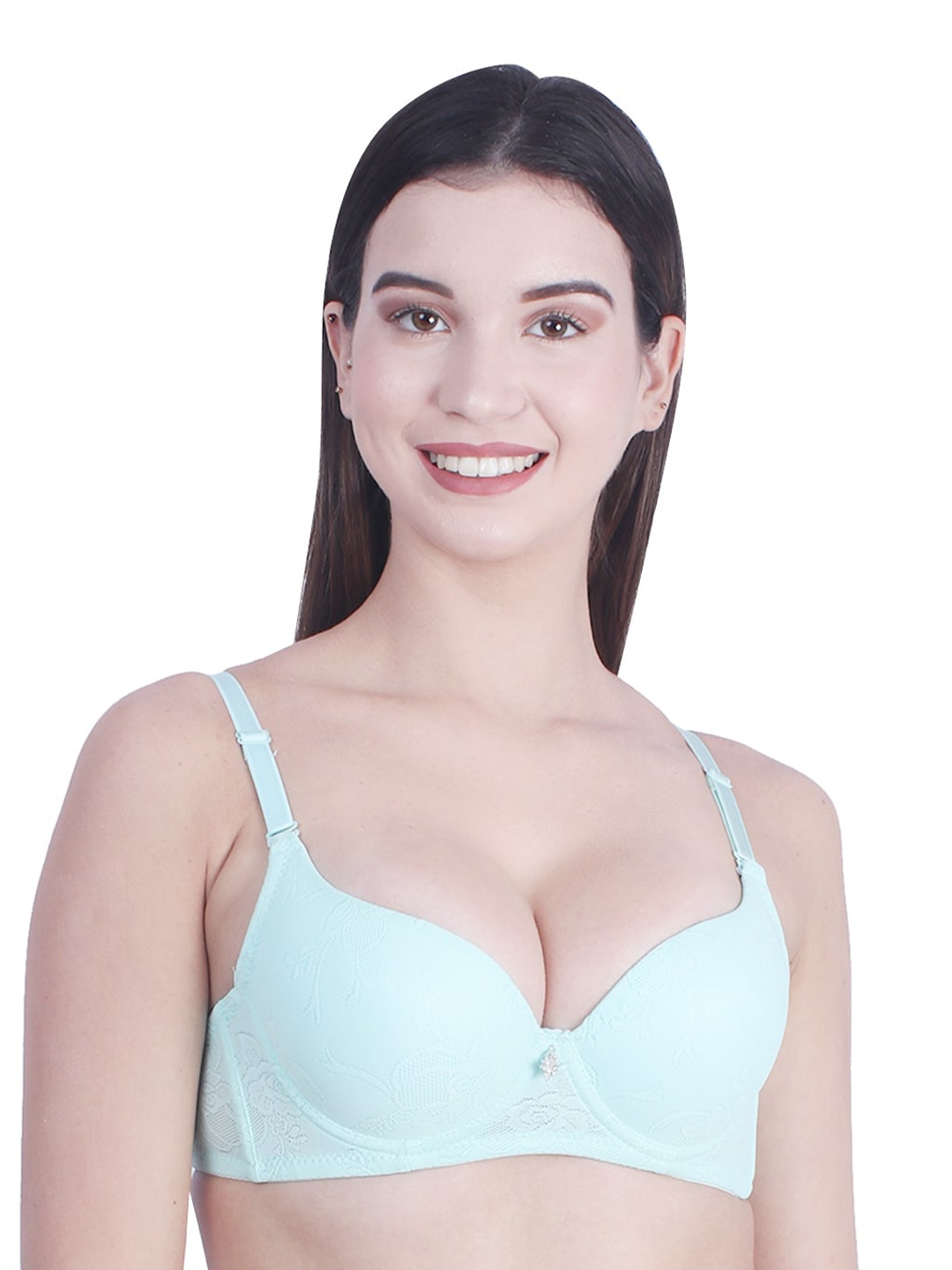

BRACHY Floral Medium Coverage Underwired Lightly Padded Everyday Bra With All Day Comfort, Sea green