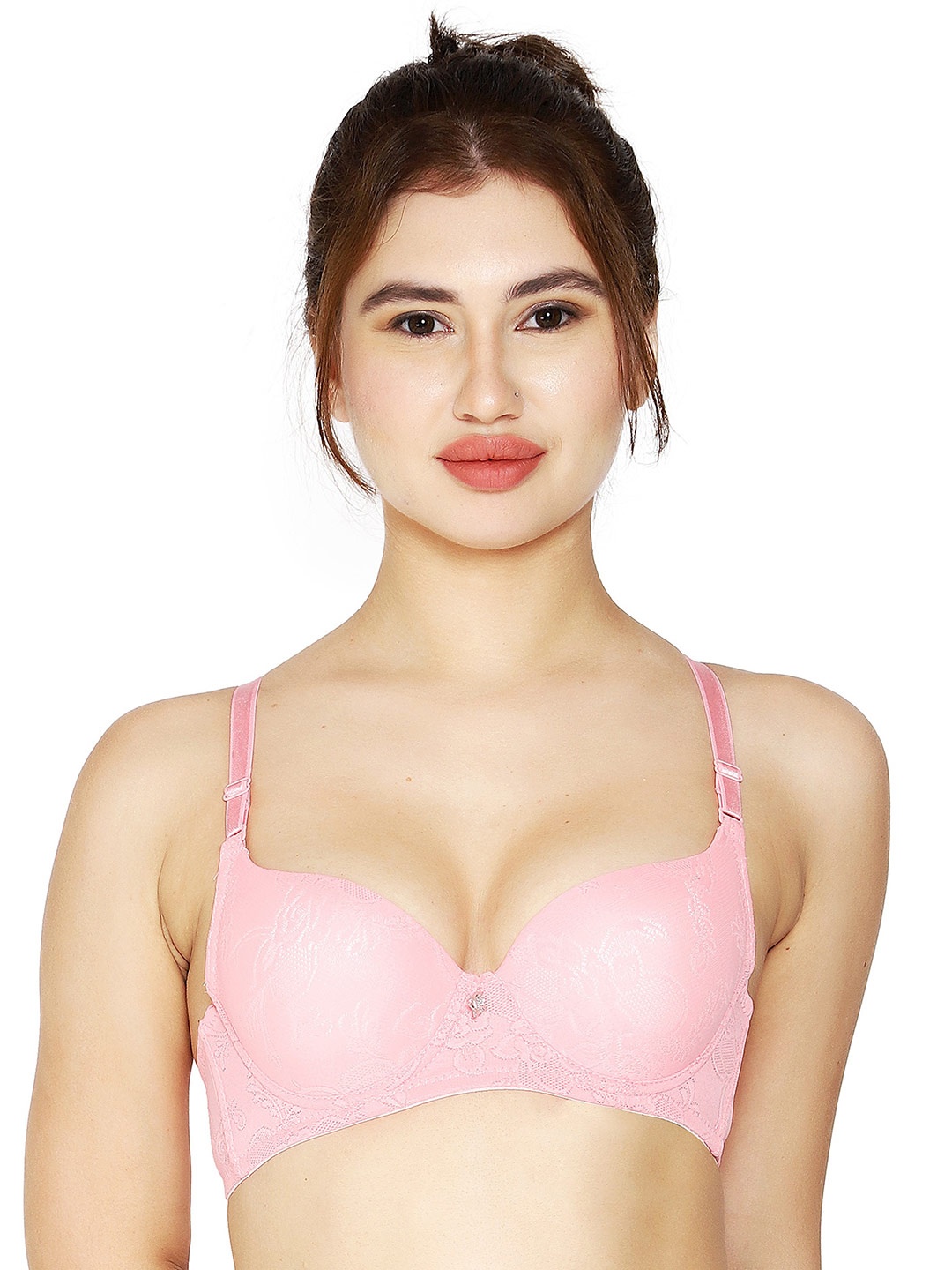 

BRACHY Floral Medium Coverage Underwired Lightly Padded Everyday Bra With All Day Comfort, Pink