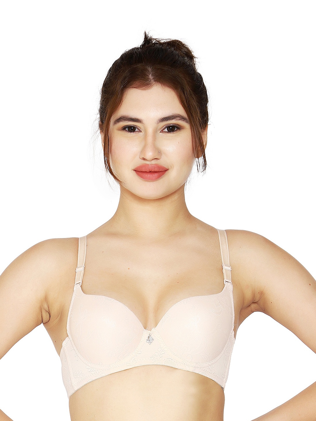 

BRACHY Floral Medium Coverage Underwired Lightly Padded Everyday Bra With All Day Comfort, Beige