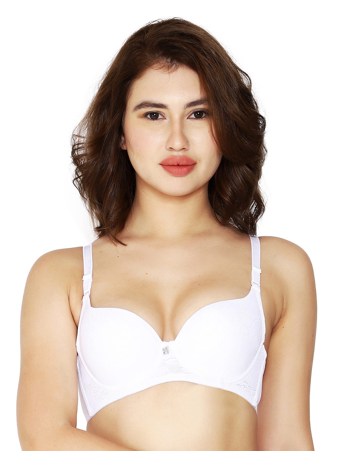 

BRACHY Floral Medium Coverage Underwired Lightly Padded Everyday Bra With All Day Comfort, White