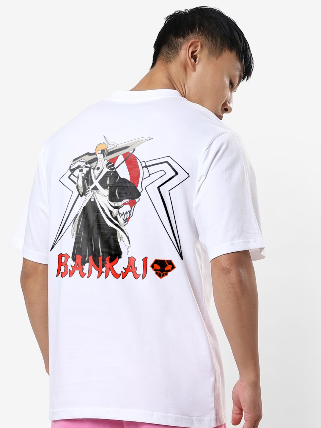 

Crazymonk Unisex True Bankai Ichigo Anime Oversized Cotton T-shirt, White