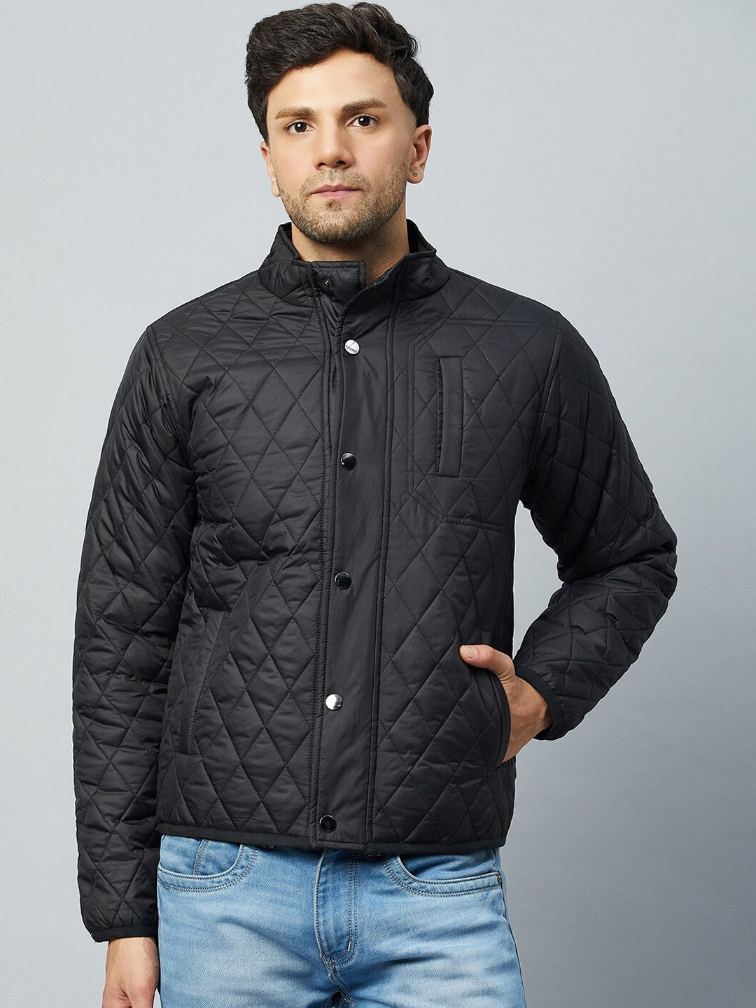 

Club York Self Design Lightweight Quilted Jacket, Black
