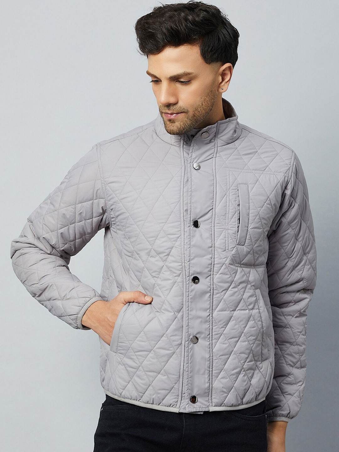 

Club York Self Design Lightweight Quilted Jacket, Grey