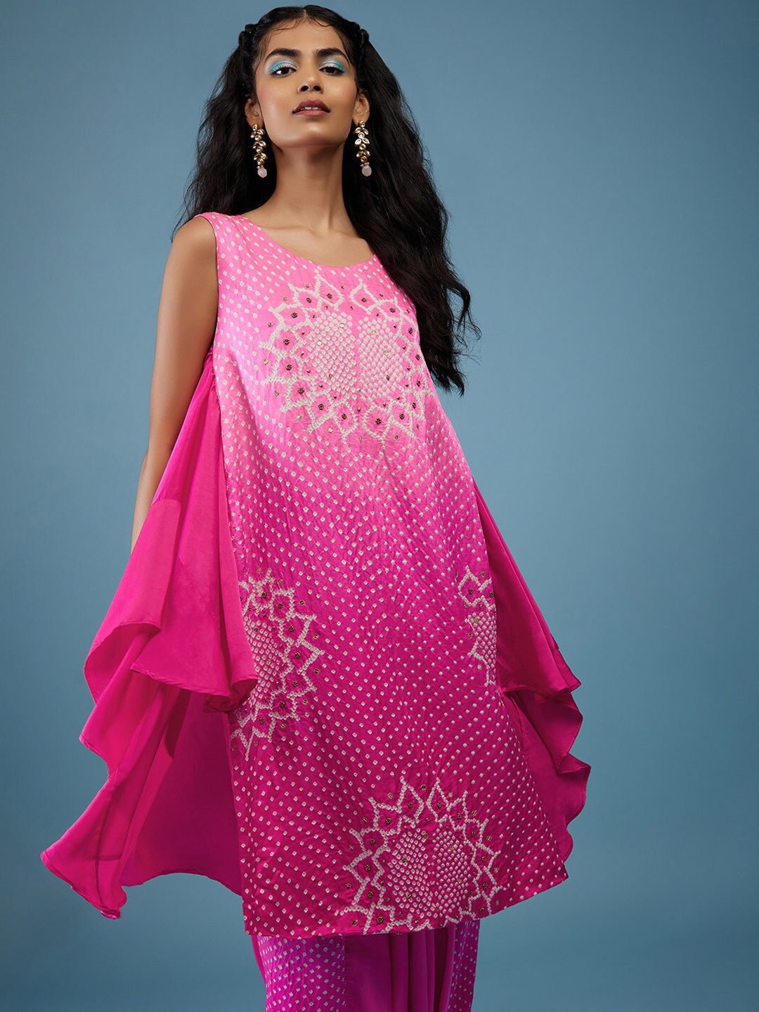 

KALKI Fashion Bandhani Printed Kurta With Dhoti Pants, Pink