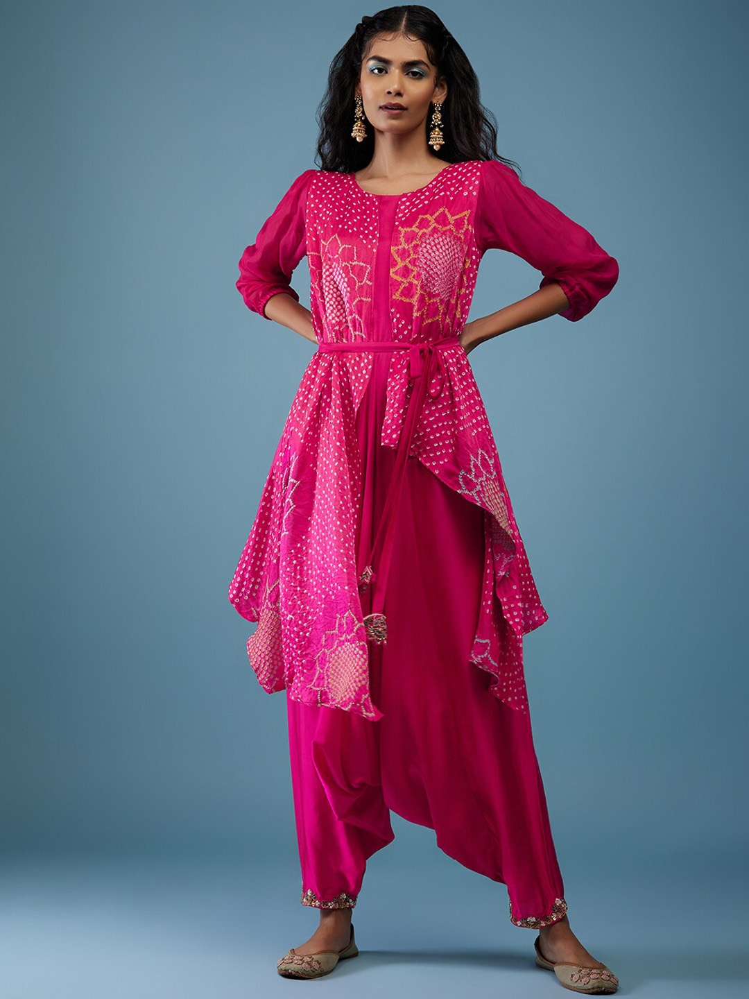 

KALKI Fashion Floral Printed Kurta With Dhoti Pants, Pink