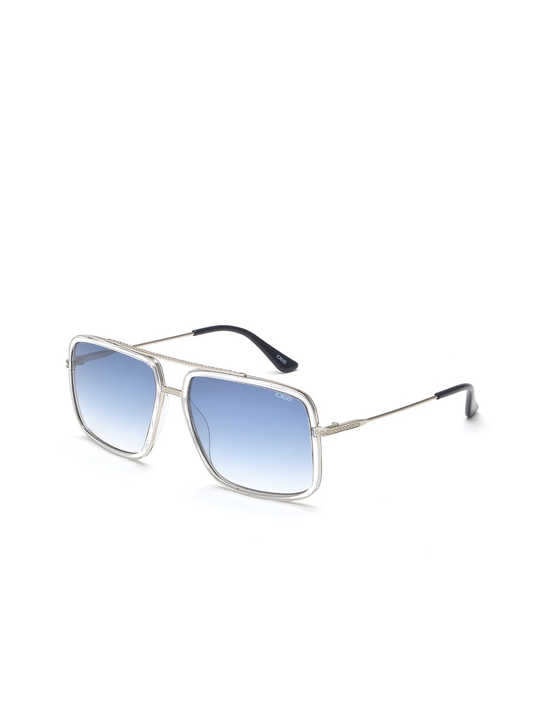 

IDEE Men Blue Lens & Silver-Toned Square Sunglasses with UV Protected Lens
