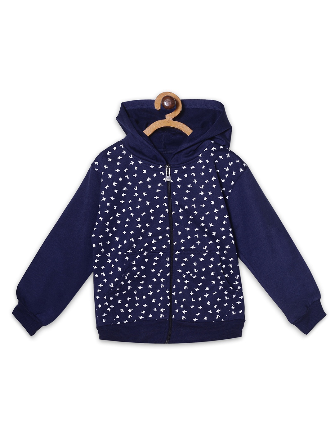 

Fashionable Girls Conversational Printed Hooded Sweatshirt, Navy blue