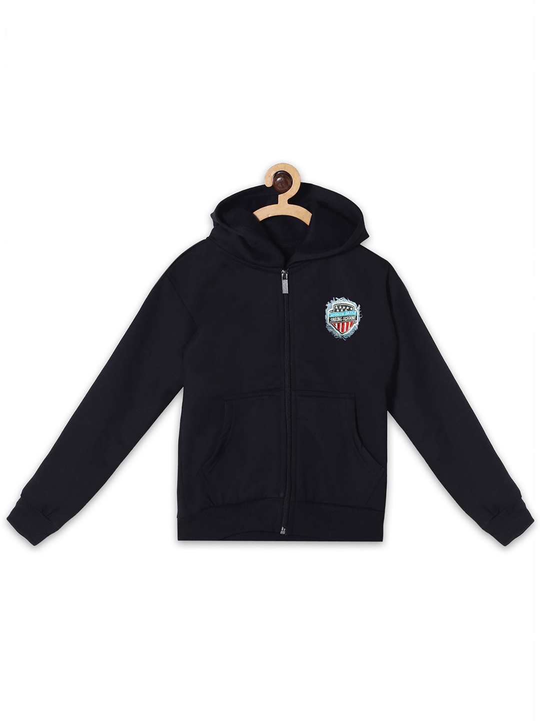 

Fashionable Girls Hooded Applique Sweatshirt, Black