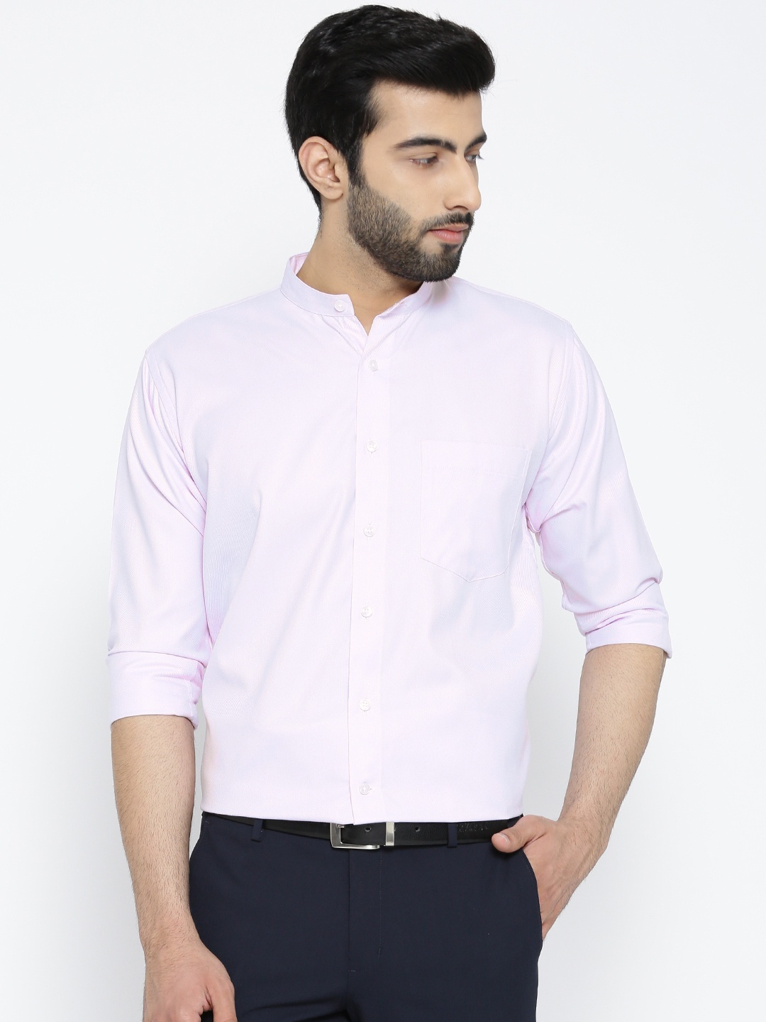 

Shaftesbury London Men Mauve Smart Slim Fit Solid Semiformal Shirt