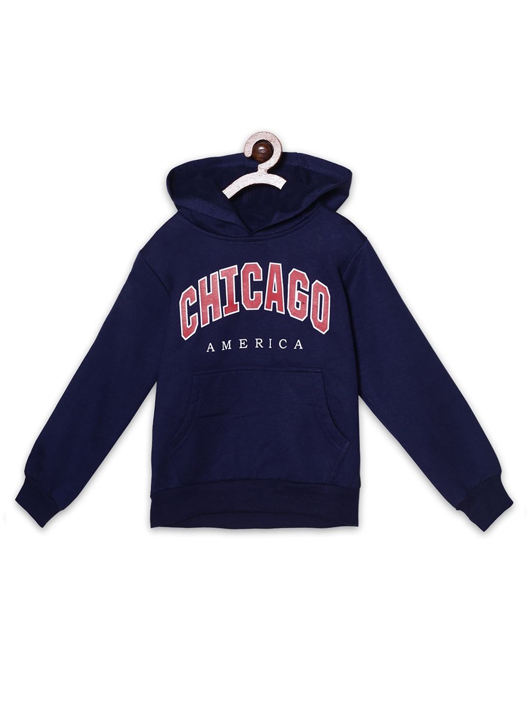 

Fashionable Girls Typography Printed Hooded Sweatshirt, Navy blue