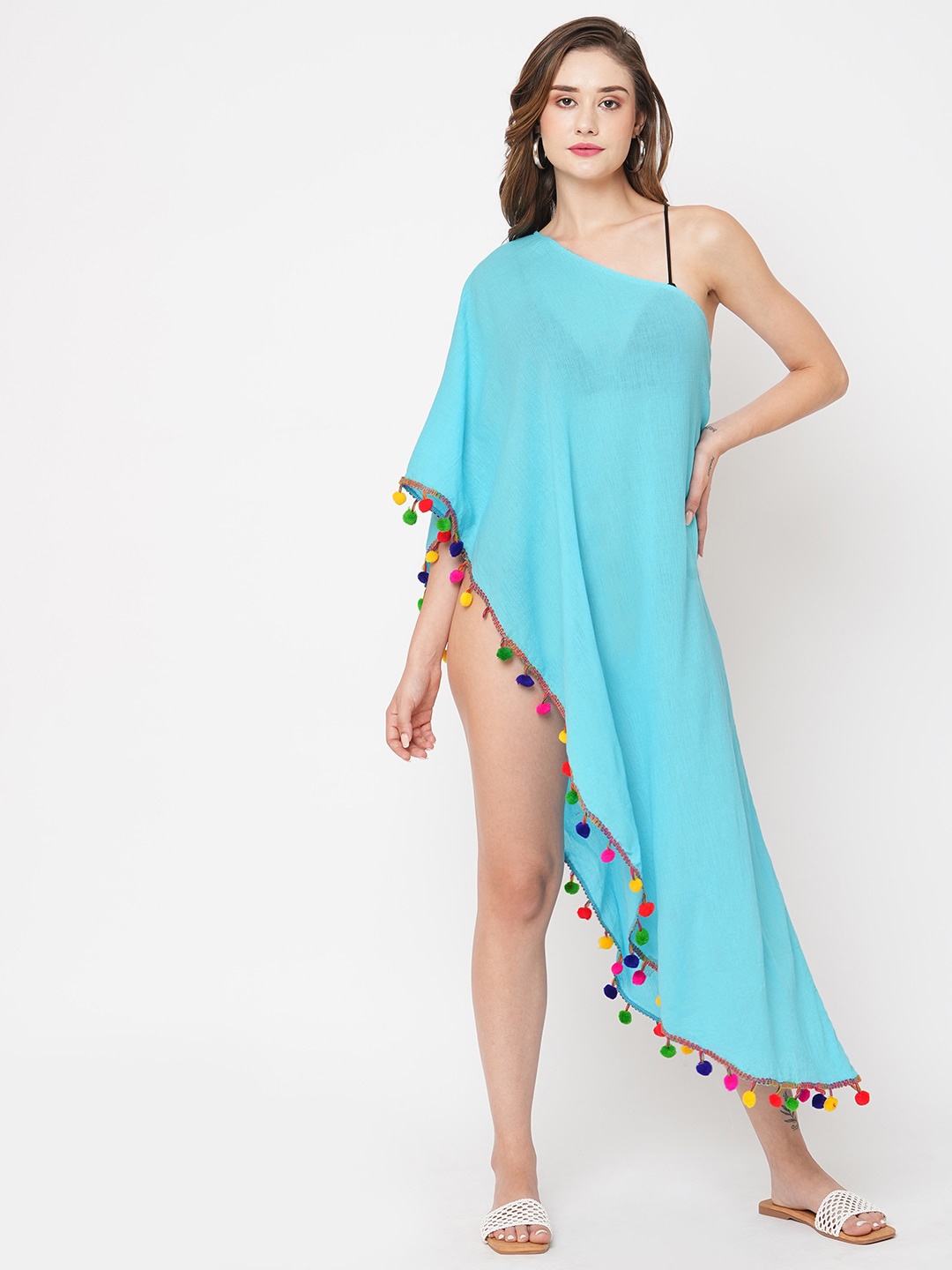 

Ashtag One Shoulder Cover Up Top, Blue