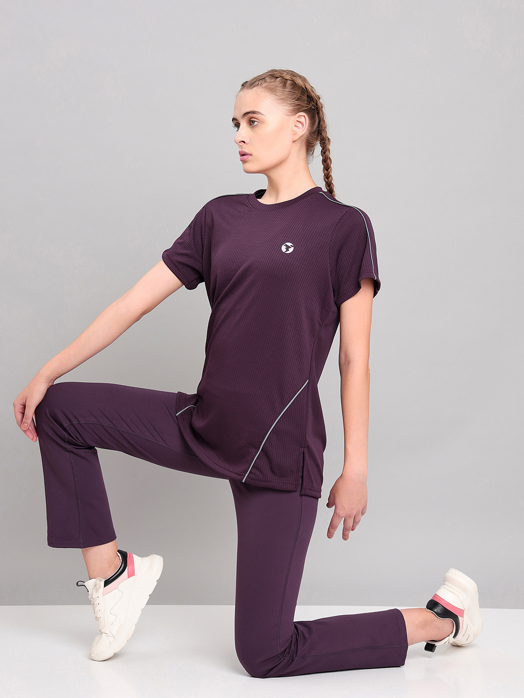 

Technosport Striped Anti Odour Slim Fit Sports T-Shirt, Purple