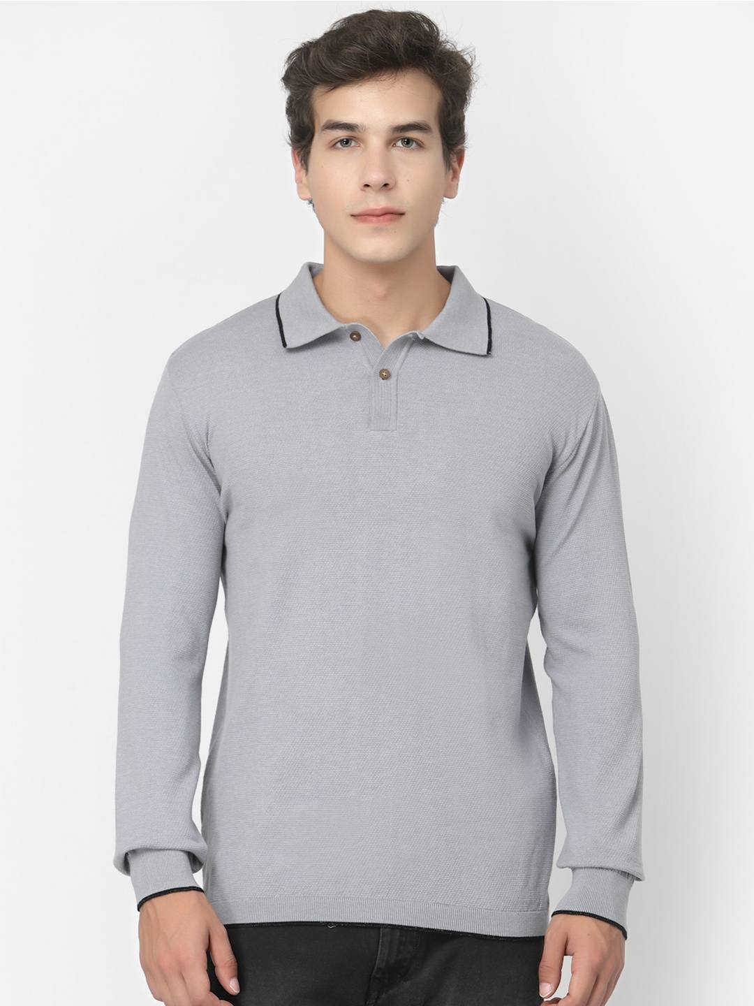 

Kalt Polo Collar Cotton Casual T-shirt, Grey