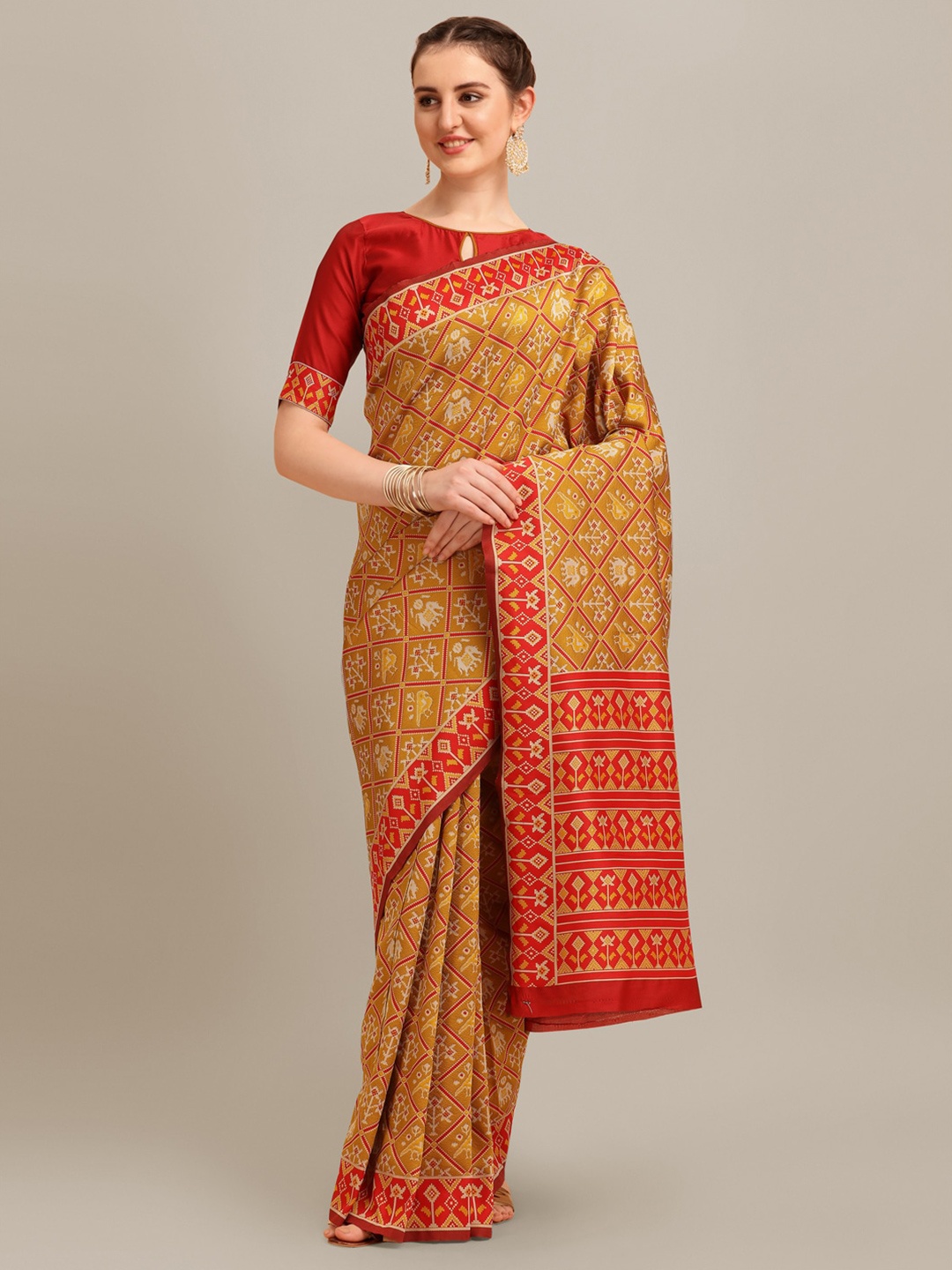 

Mitera Ethnic Motifs Woven Design Patola Saree, Yellow