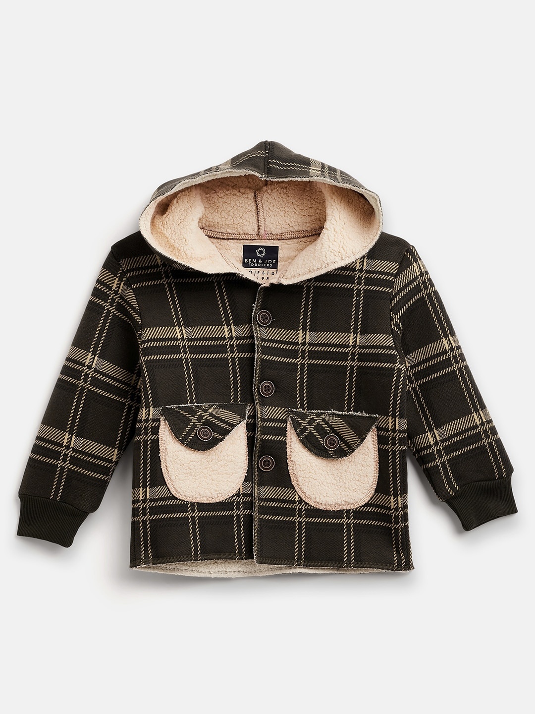 

Ben & Joe Boys Checked Hooded Sweatshirt, Green
