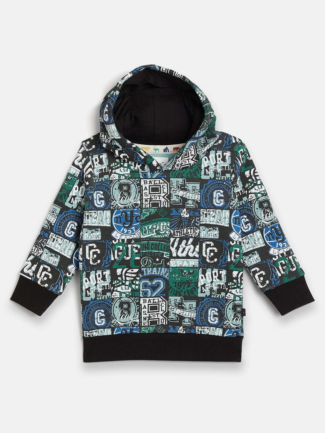 

Ben & Joe Boys Typography Printed Hooded Fleece Pullover Sweatshirt, Green