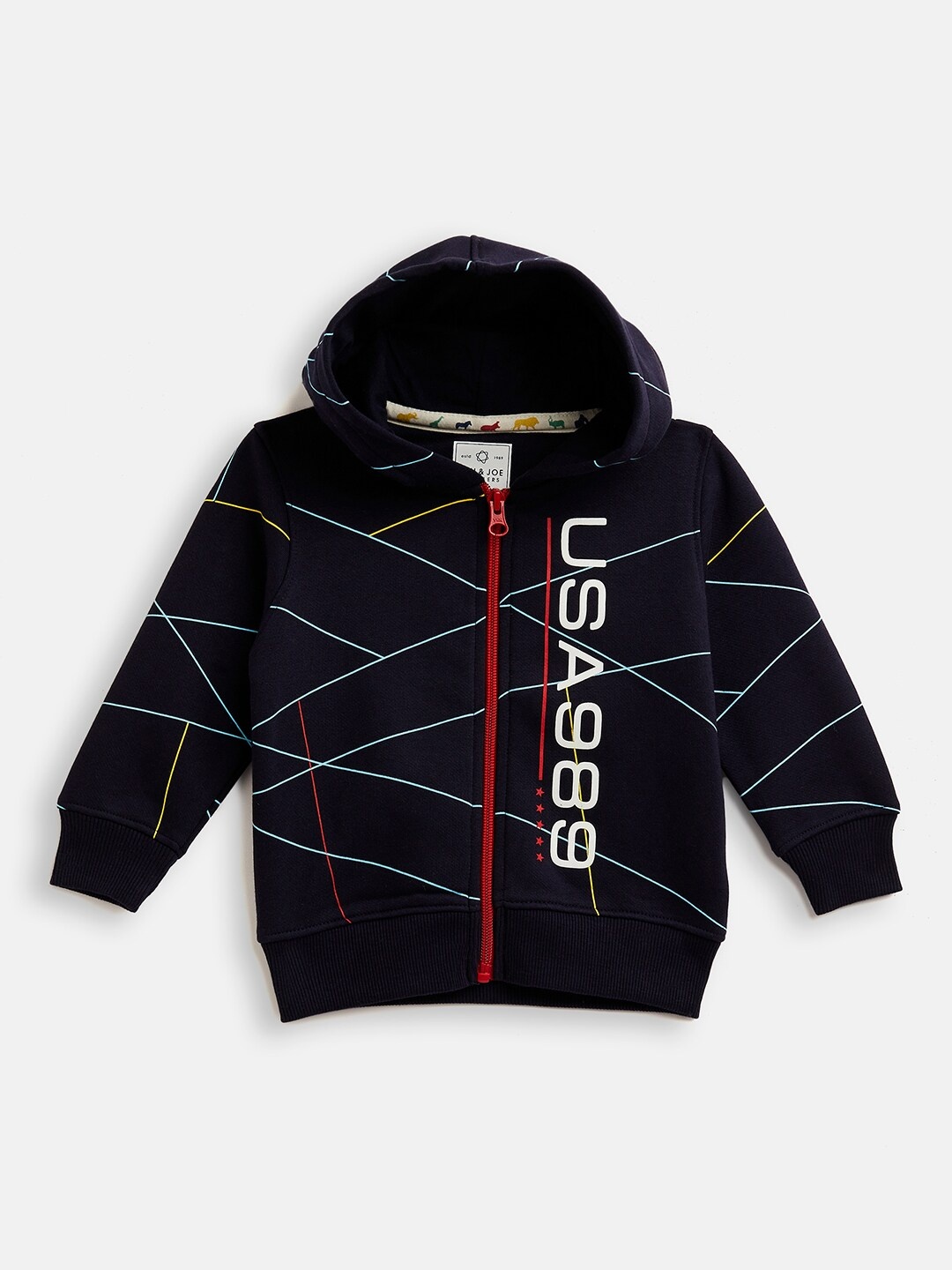 

Ben & Joe Boys Typography Printed Hooded Fleece Sweatshirt, Navy blue