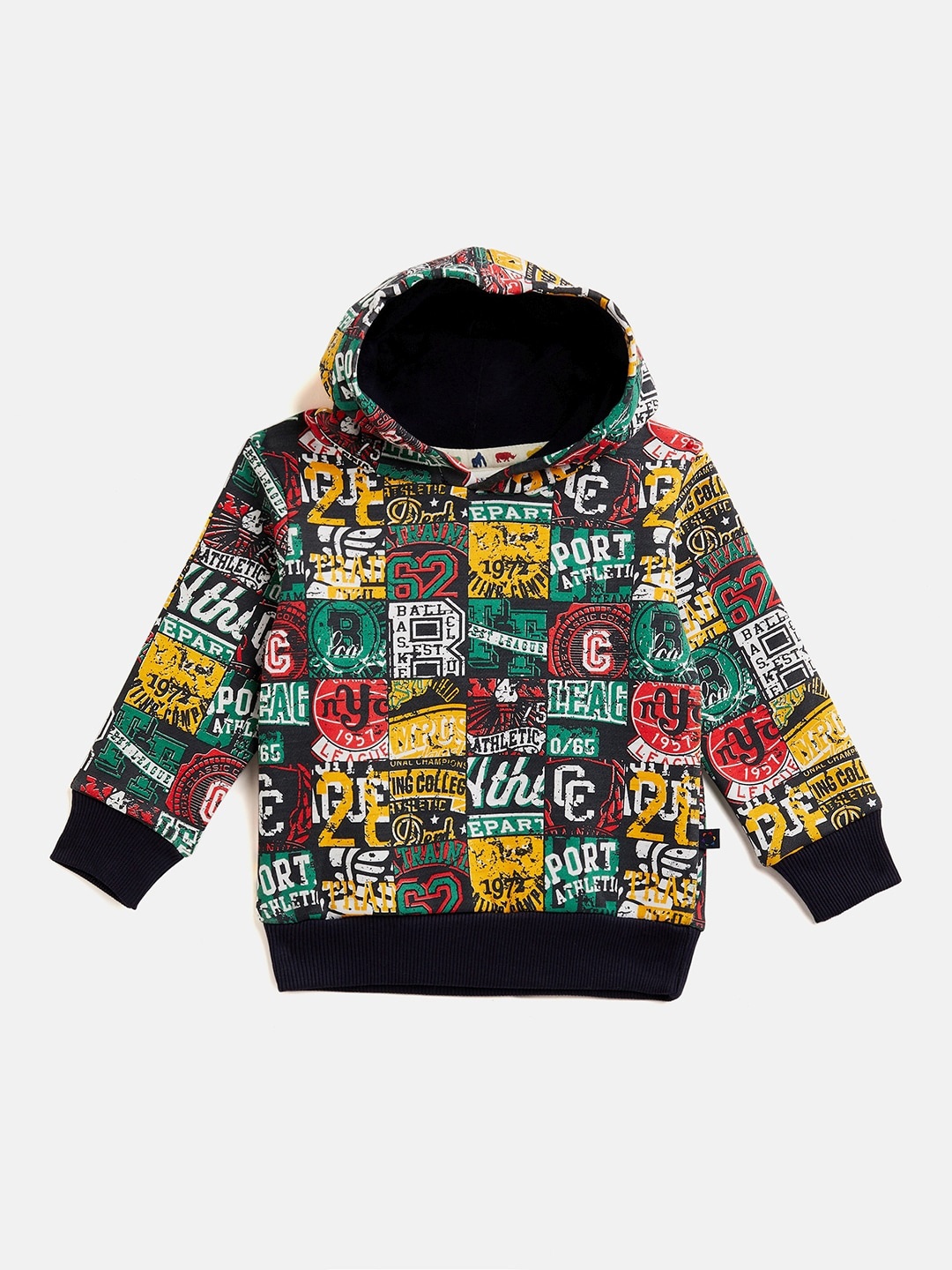 

Ben & Joe Boys Typographic Printed Hooded Fleece Pullover, Black