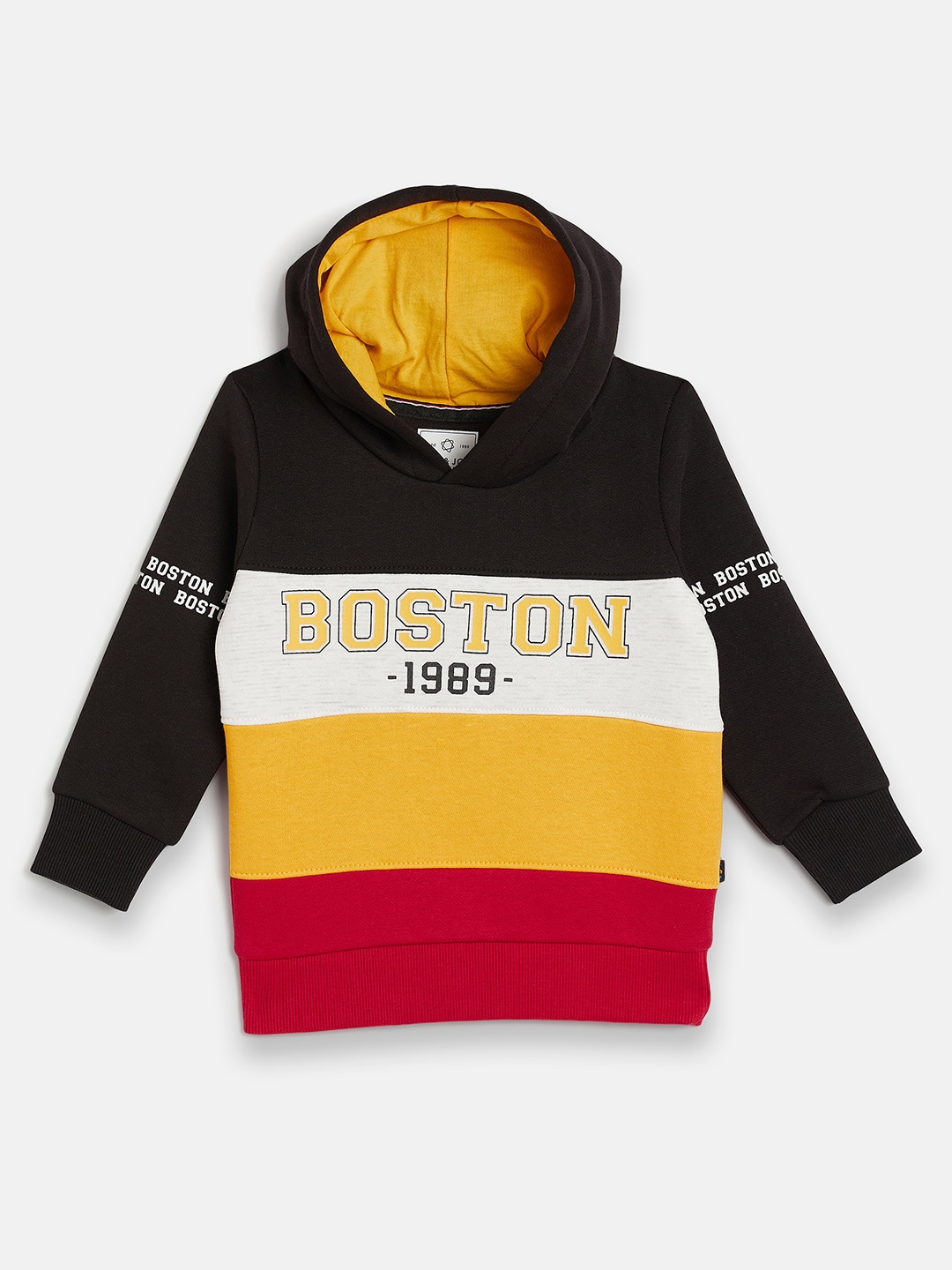 

Ben & Joe Boys Colourblocked Hooded Pullover, Yellow
