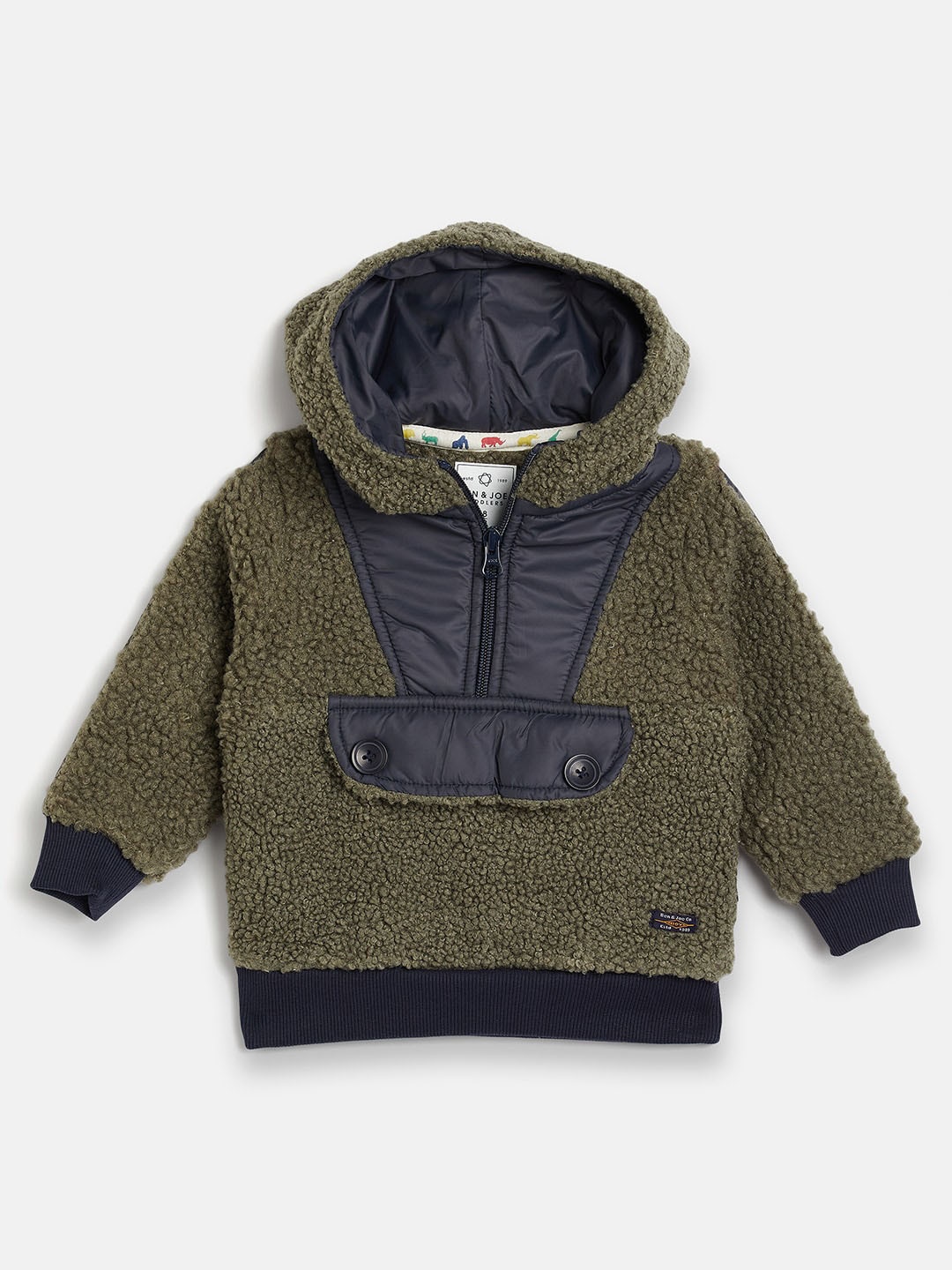 

Ben & Joe Boys Long Sleeves Fur Pullover Hooded Sweatshirt, Olive