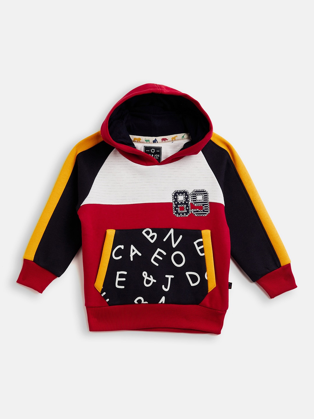 

Ben & Joe Boys Colourblocked Hooded Pullover, Red