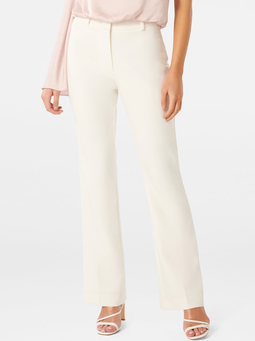

Forever New Women Slim Fit High-Rise Bootcut Trousers, White