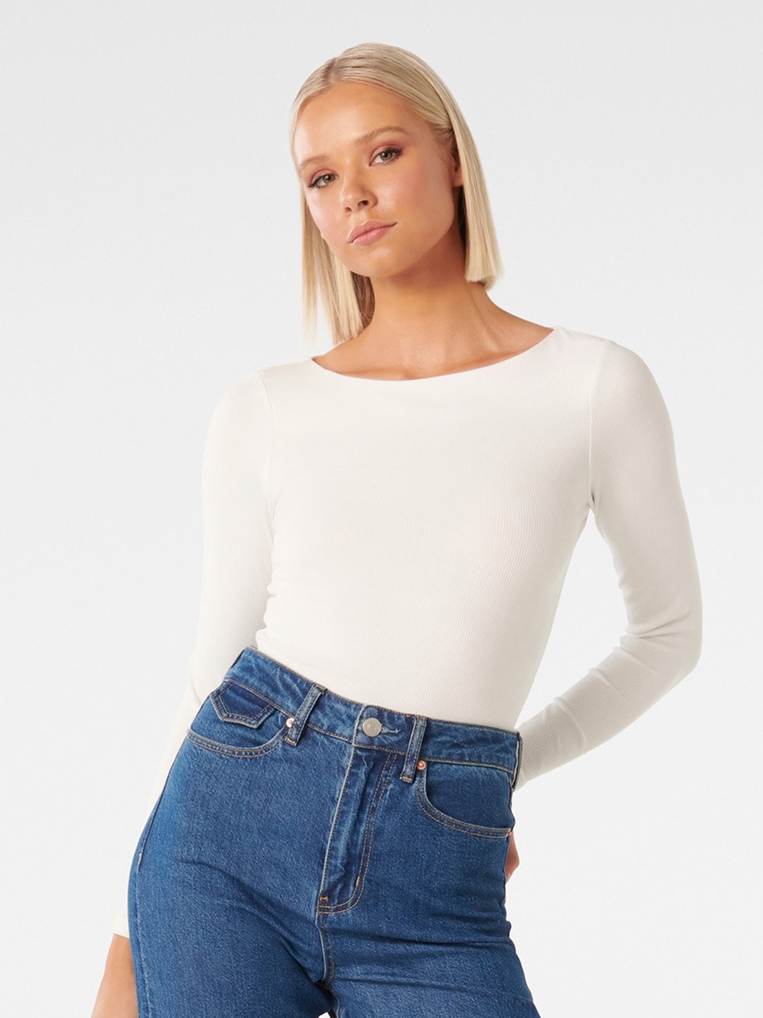 

Forever New Boat Neck Fitted Top, White