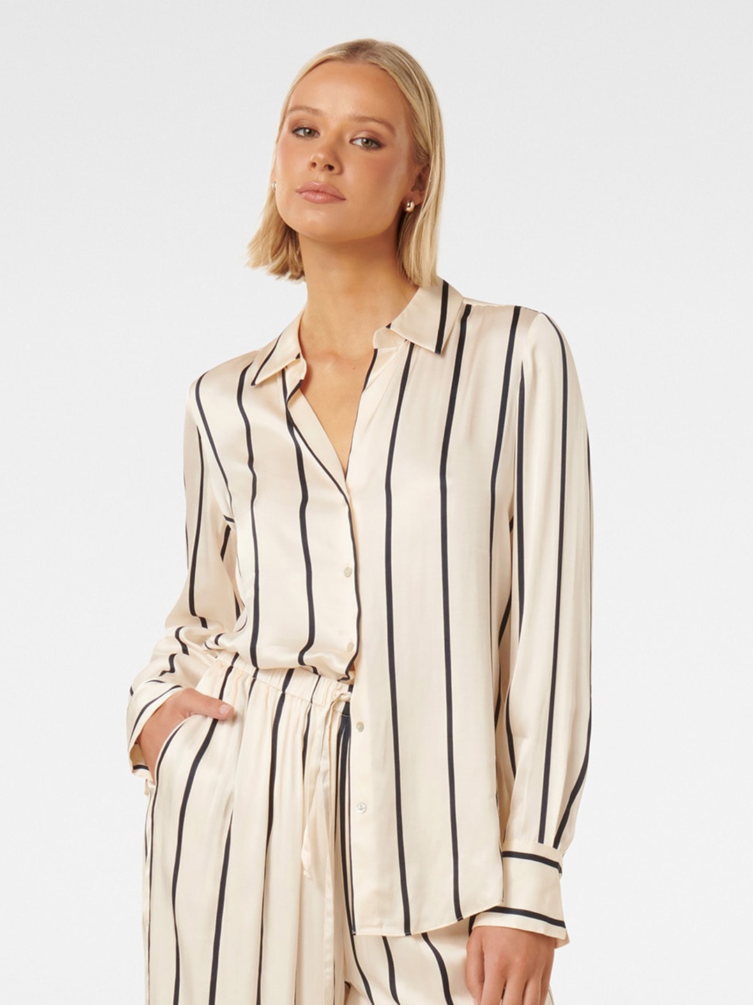 

Forever New Striped Opaque Casual Shirt, Cream