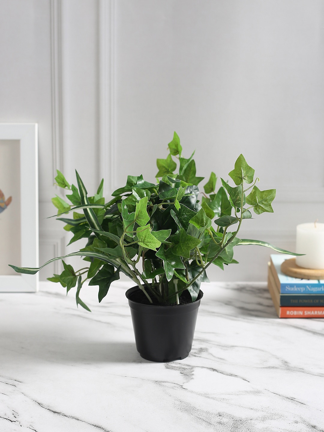 

Fourwalls Green & Black Artificial Ivy Bonsai Plant With Pot