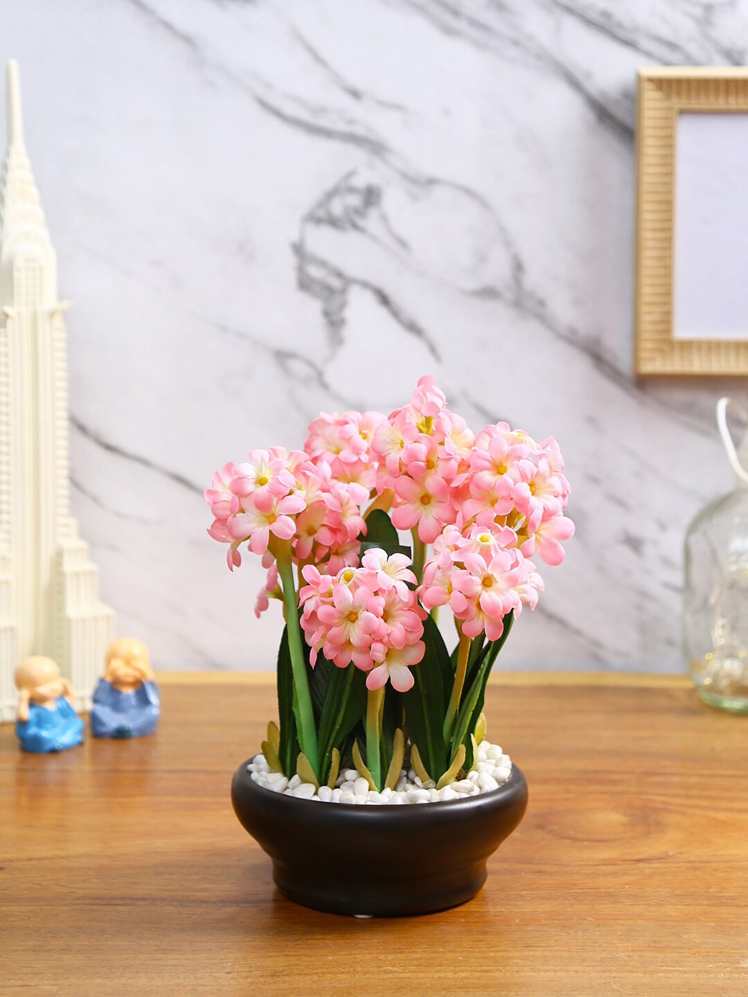 

Fourwalls Pink & Brown Artificial Hyacinth Plant With Pot