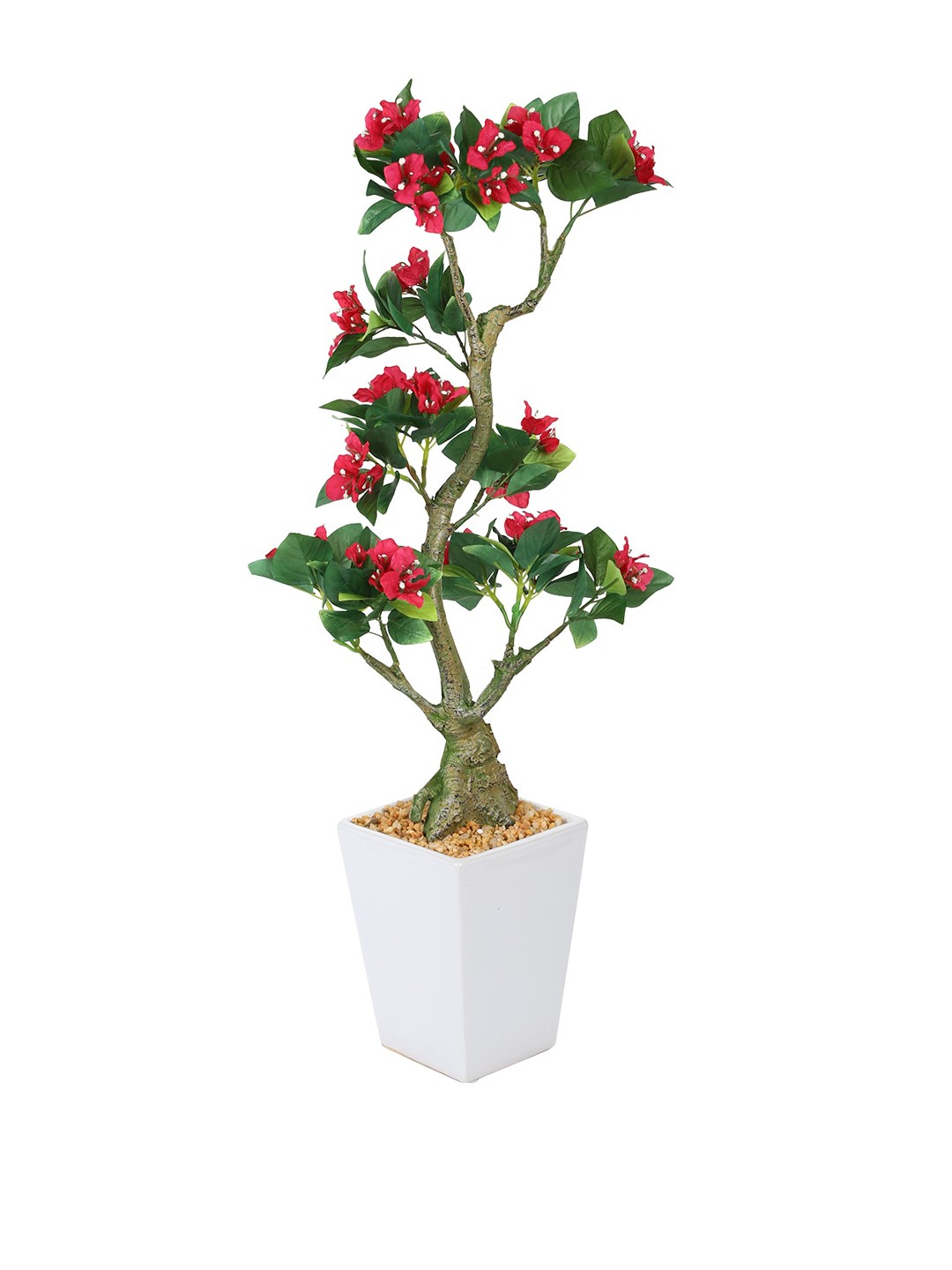

Fourwalls Red & White Artificial Bougainvillea Flower Plant With Pot