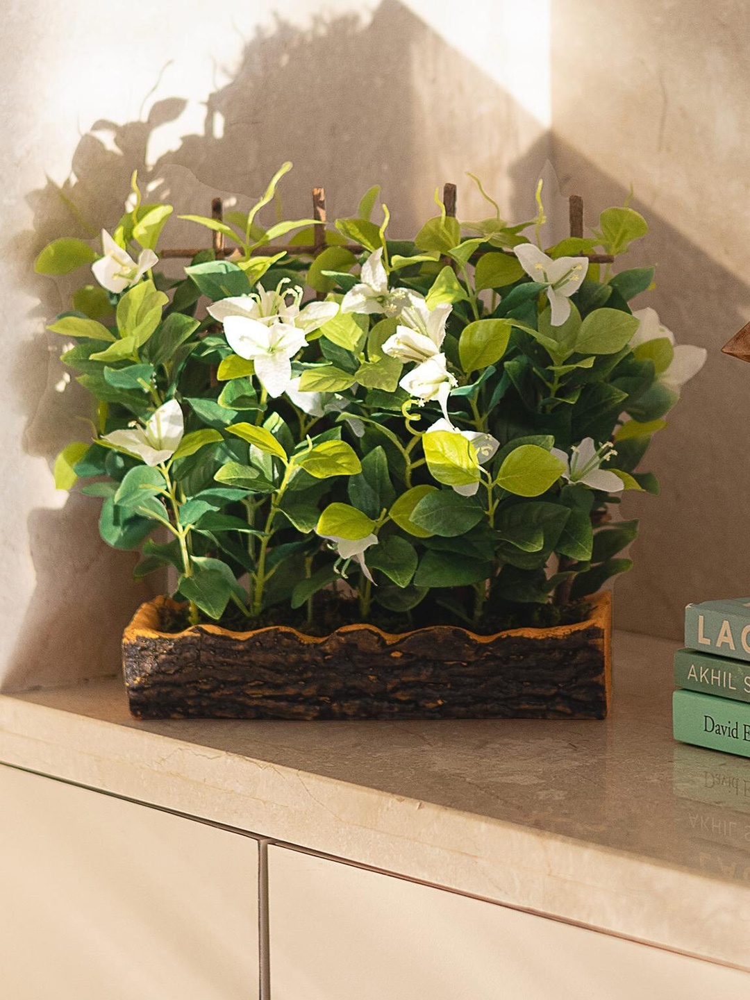 

Fourwalls White & Green Artificial Bougainvillea Plant With Pot