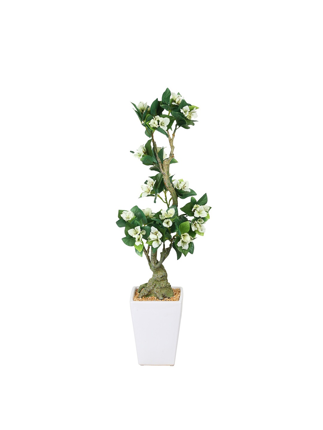 

Fourwalls White & Green Artificial Bougainvillea Flower Plant With Pot