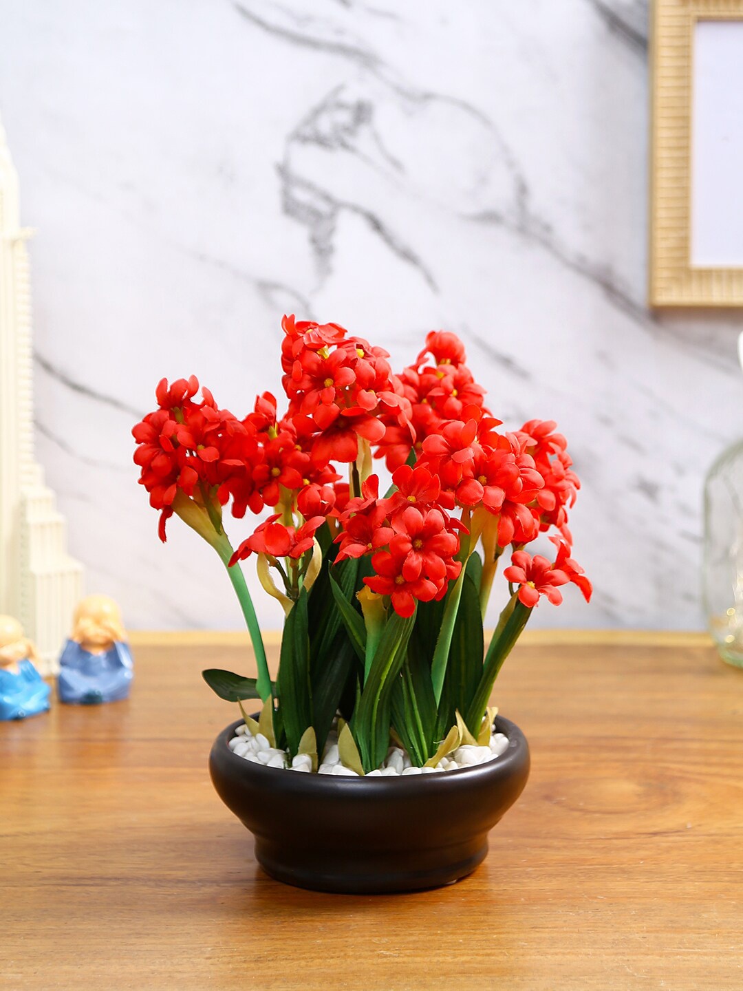 

Fourwalls Red & Green Artificial Hyacinth Plant With Pot