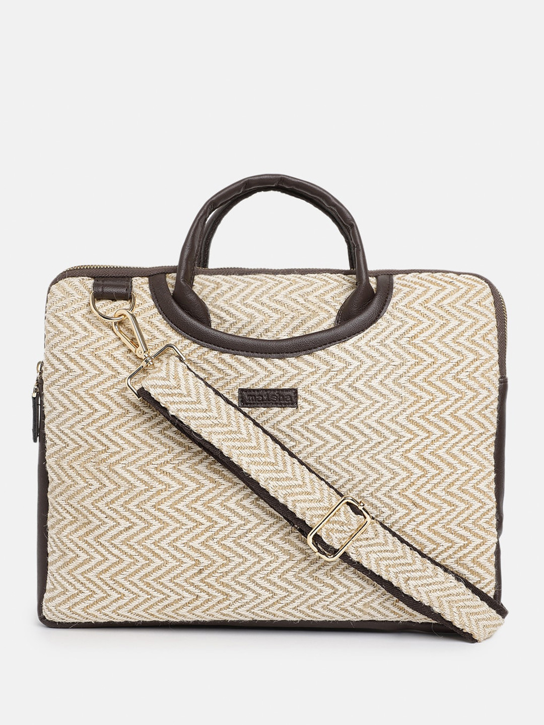 

Maisha Women Printed Water Resistant Jute Laptop Sleeve-Up To 13 inch, Beige