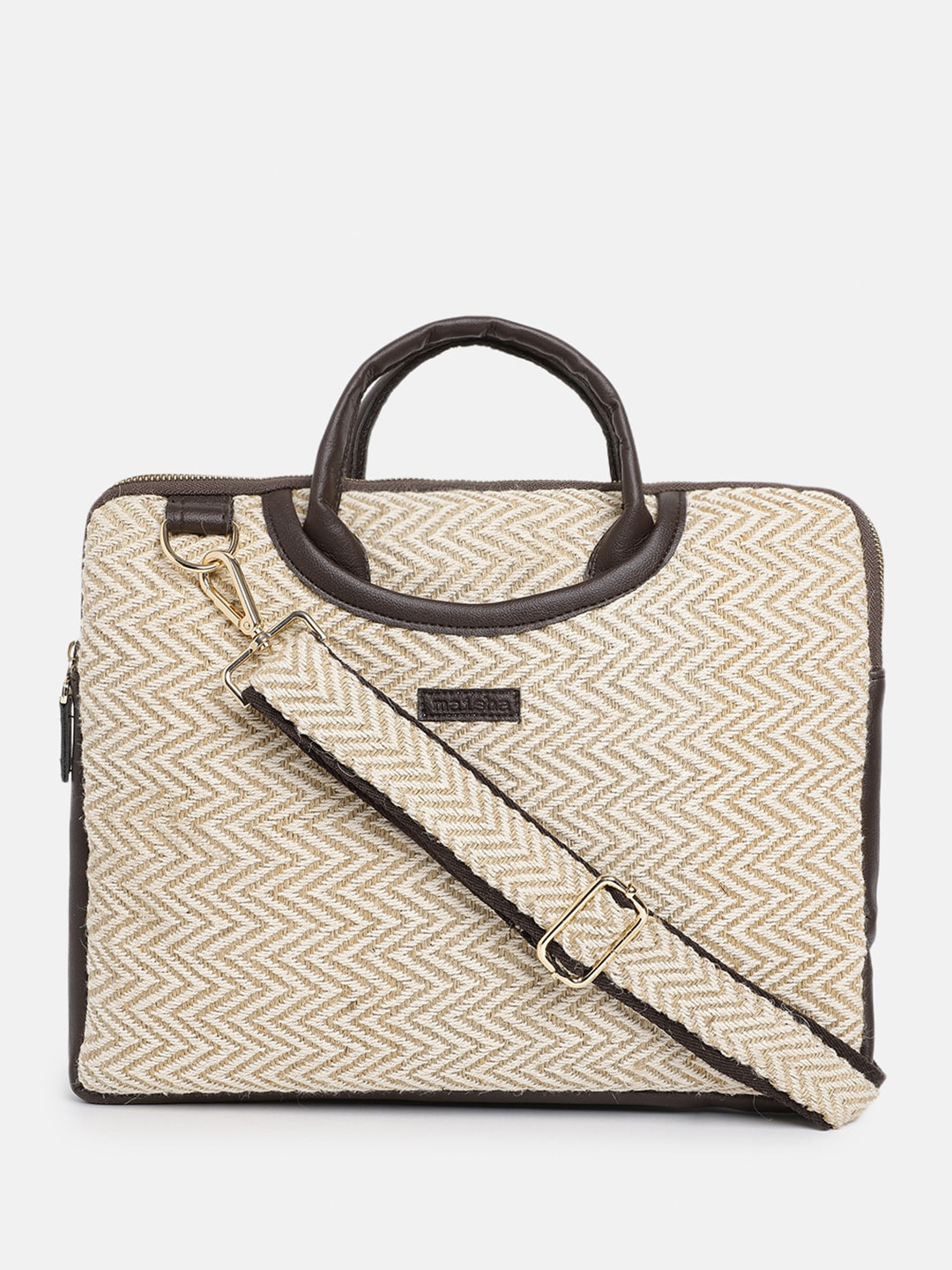 

Maisha Printed Jute Laptop Bag Up to 16 inch, Beige