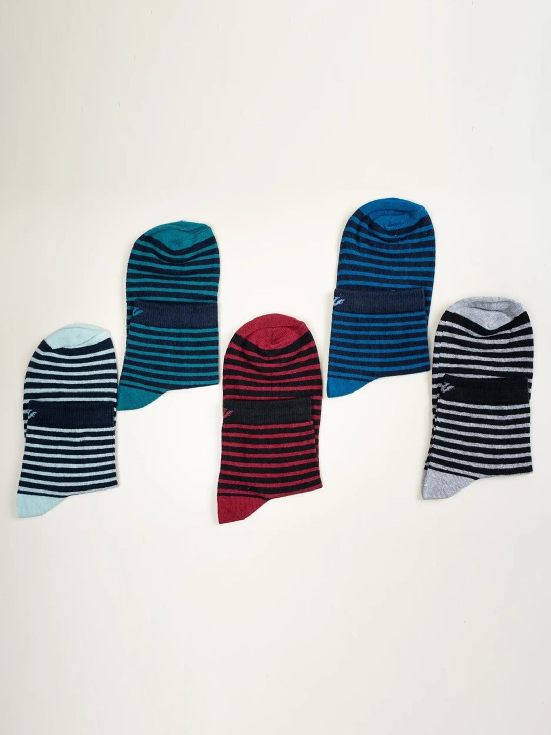 

Cotstyle Men Pack Of 5 Striped Ankle-Length Socks, Red