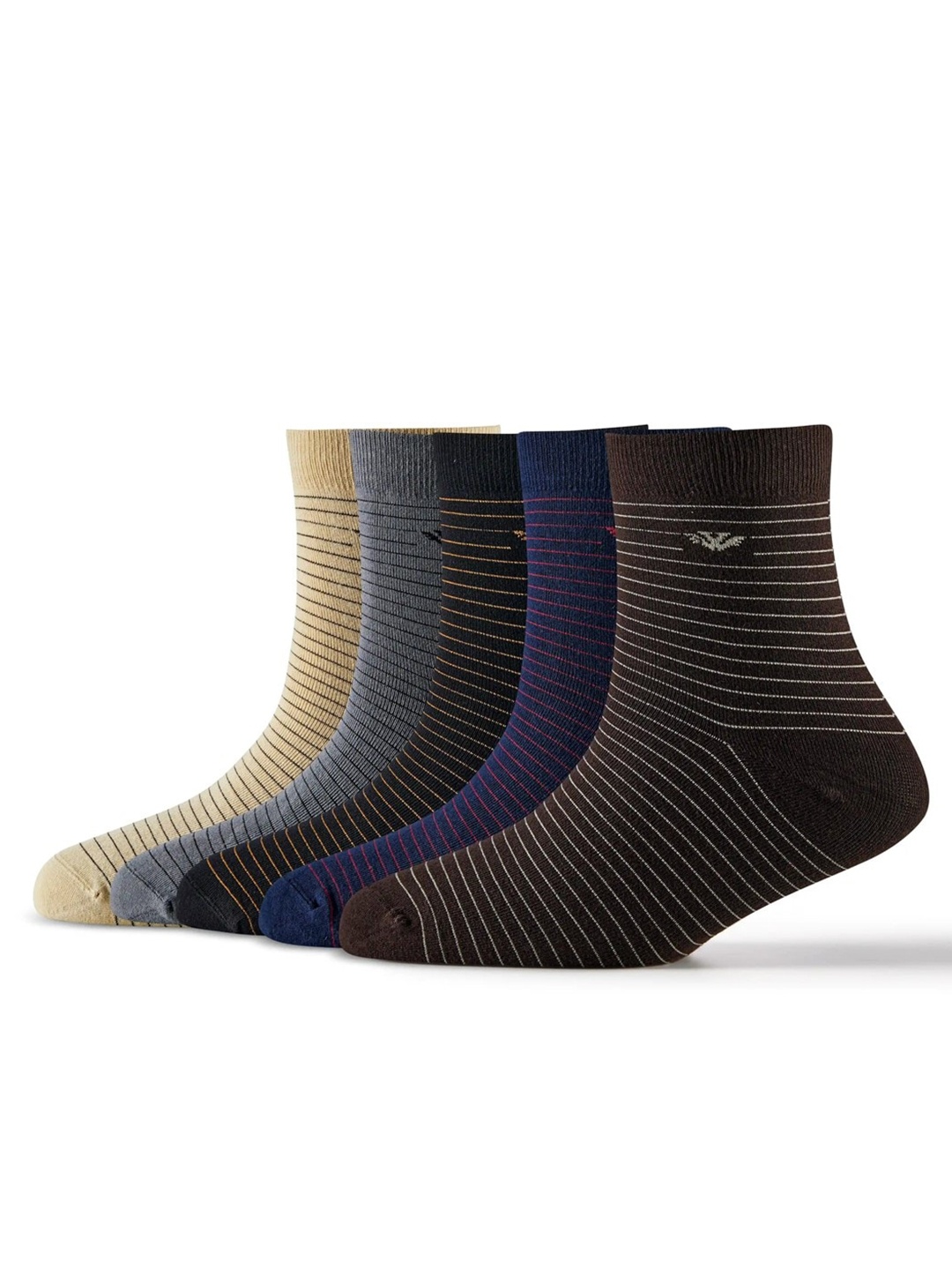 

Cotstyle Men Pack Of 5 Striped Ankle-Length Socks, Brown