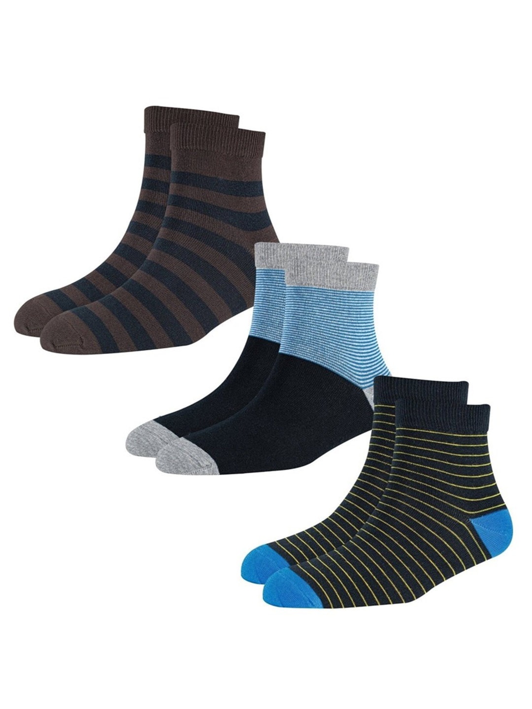 

Cotstyle Men Pack Of 3 Anti Bacterial Ankle Length Socks, Blue