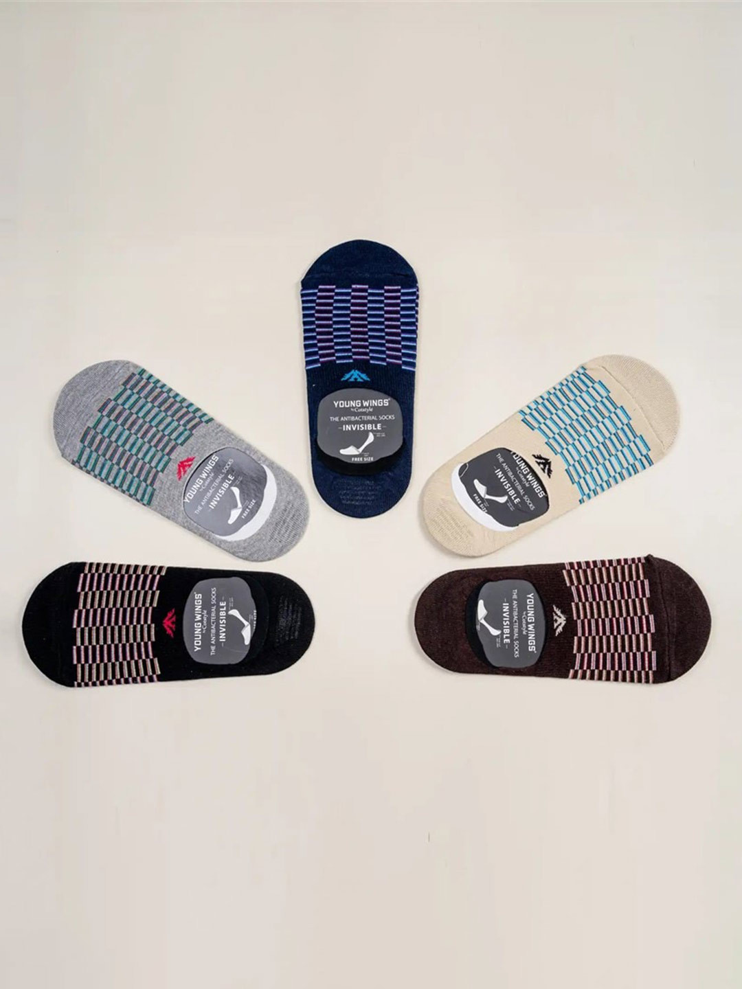 

Cotstyle Men Pack Of 5 Patterned Shoe Liners Socks, Grey