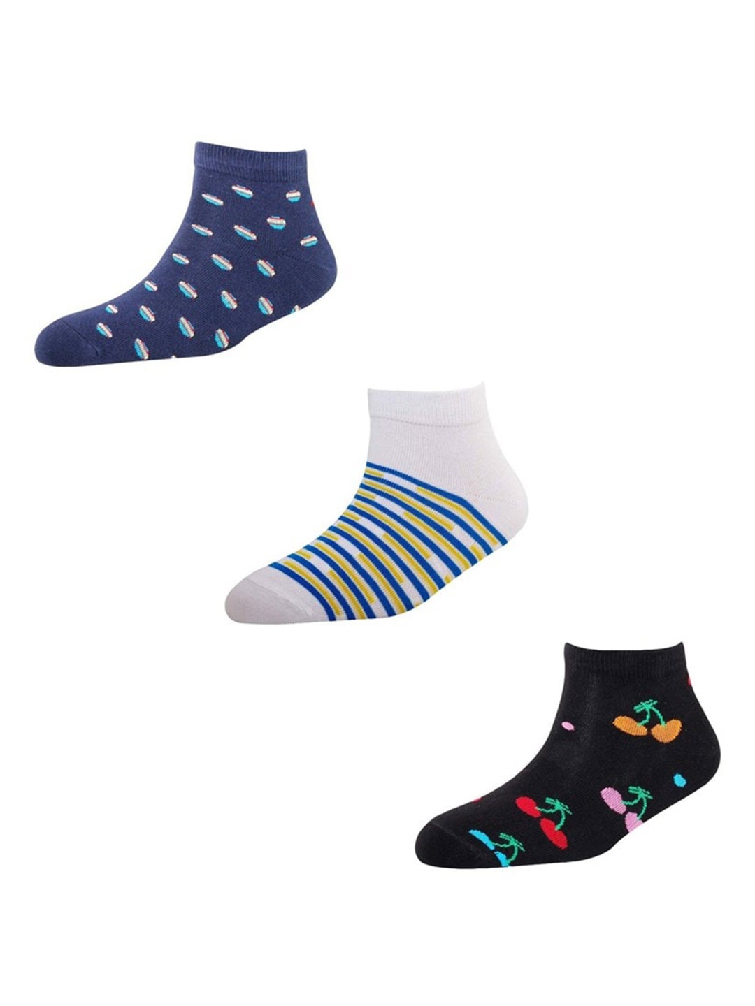 

Cotstyle Men Pack Of 3 Patterned Ankle Length Socks, Black