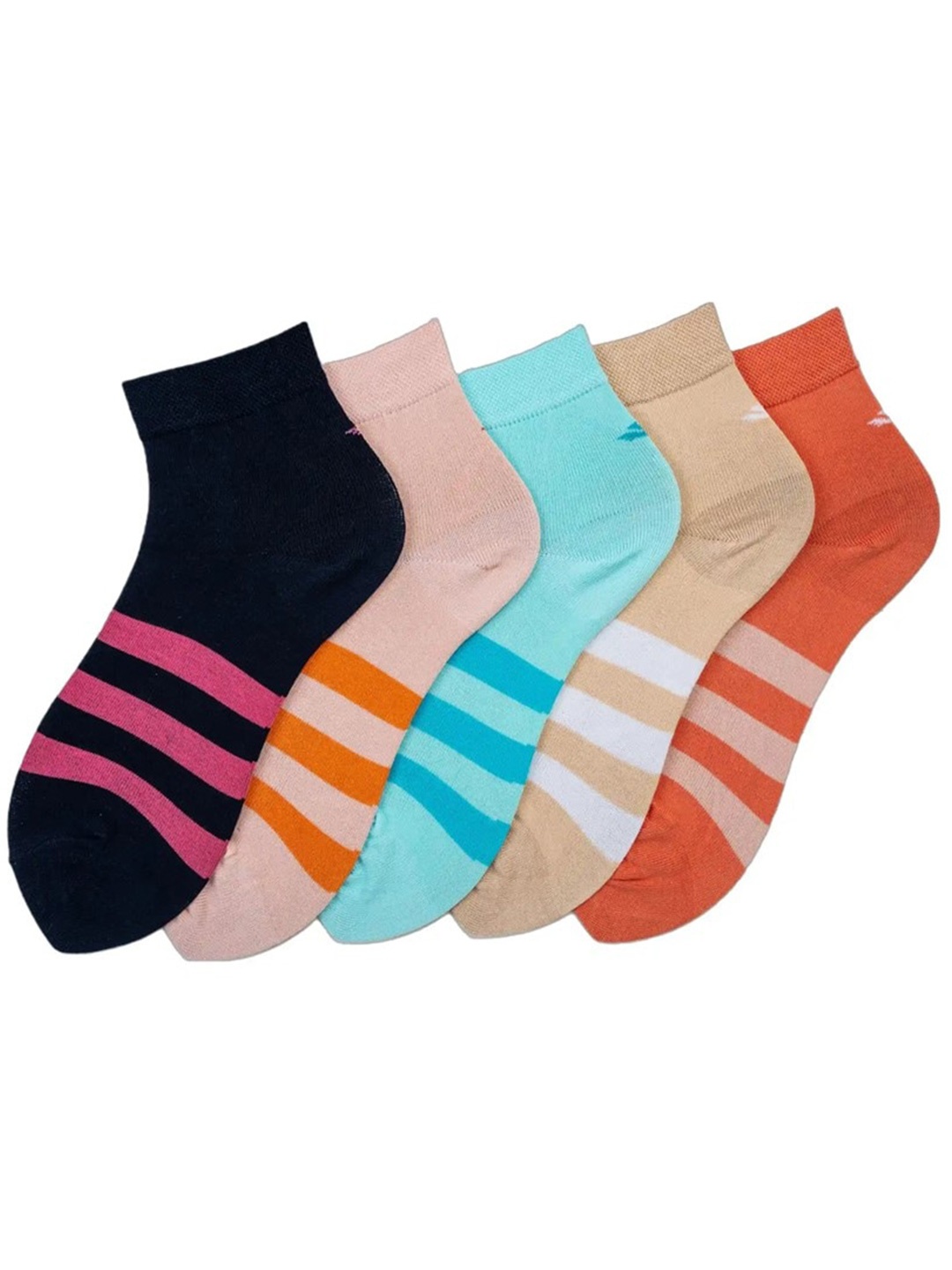 

Cotstyle Men Pack Of 5 Assorted Striped Ankle-Length Socks